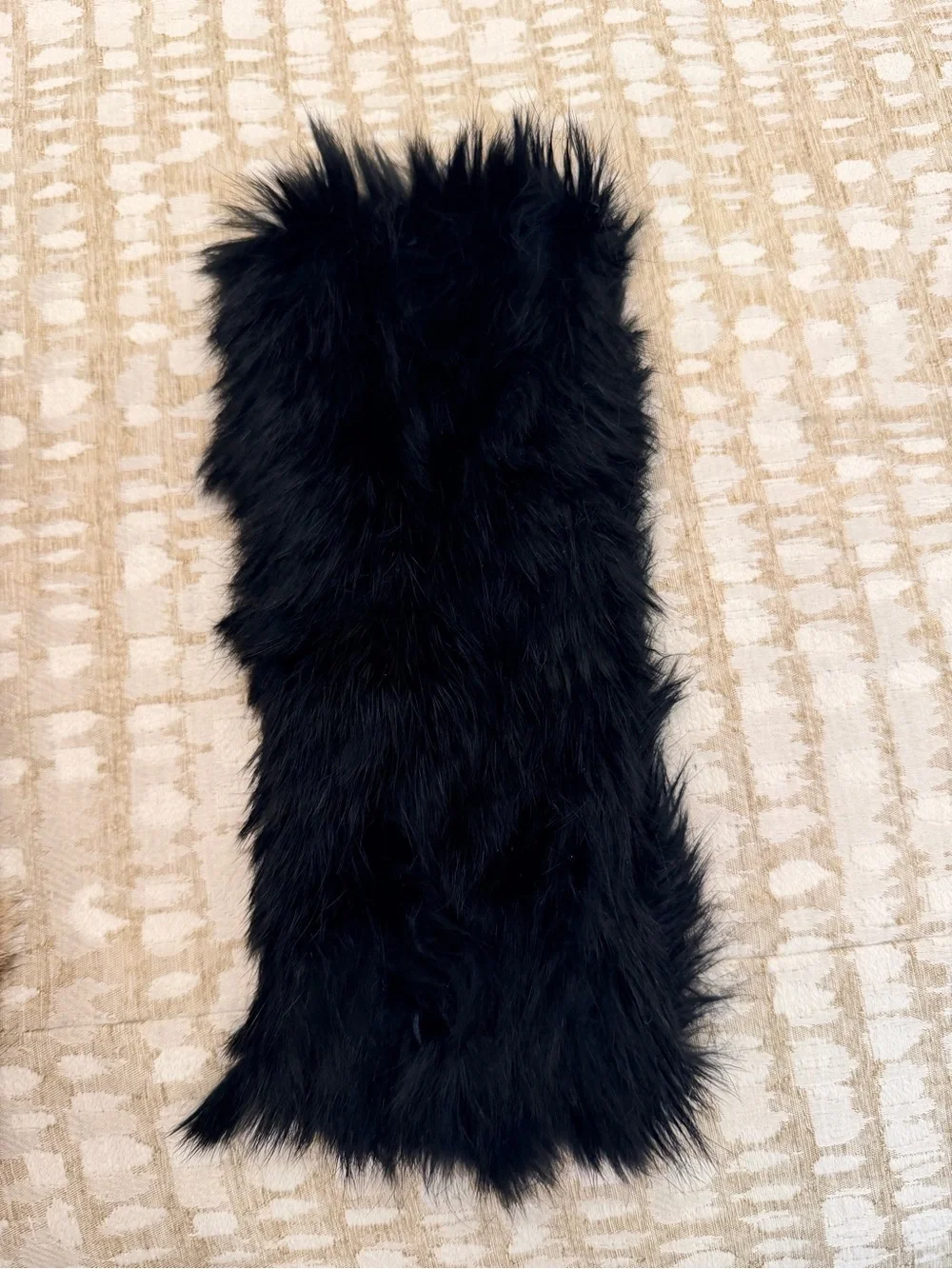 J. McLaughlin Black and Natural Rabbit Fur stretchy headbands